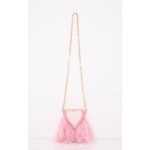 💓Pink heart with feathers mini bag